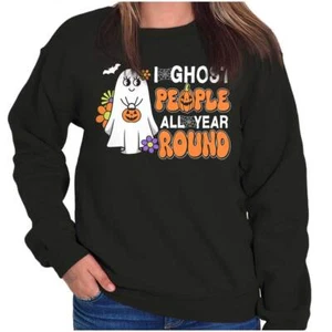 Cute Halloween Ghost People All Year Round Womens Crewneck Sweatshirt Pullover - Picture 1 of 7