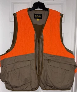 Cabela's Gilet da Caccia Uomo 3XL Marrone Arancione Sicurezza Multitasche Cerniera Portaoggetti - Foto 1 di 14