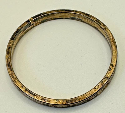 Vintage Estate Baby Bangle Bracelet Gold Filled Art Deco Scroll with Diamond sha - Image 1 of 4