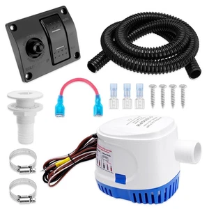1100 GPH 12V Automatic Submersible Boat Bilge Water Pump 3 Way Switch for Boats - Picture 1 of 9