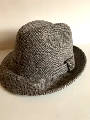 Chapéu Fedora Pendleton Travelers Herringbone Lã Virgem Tamanho 7 1/2" Fabricado nos EUA - Imagem 1 de 4