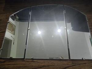 Antiker Art Deco Wandspiegel mit 3 dreifach faltbaren Paneelen - Bild 1 von 6