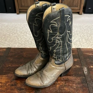 Stivali western uomo Crown Boot Company bicolore vintage misura 8 - Foto 1 di 7