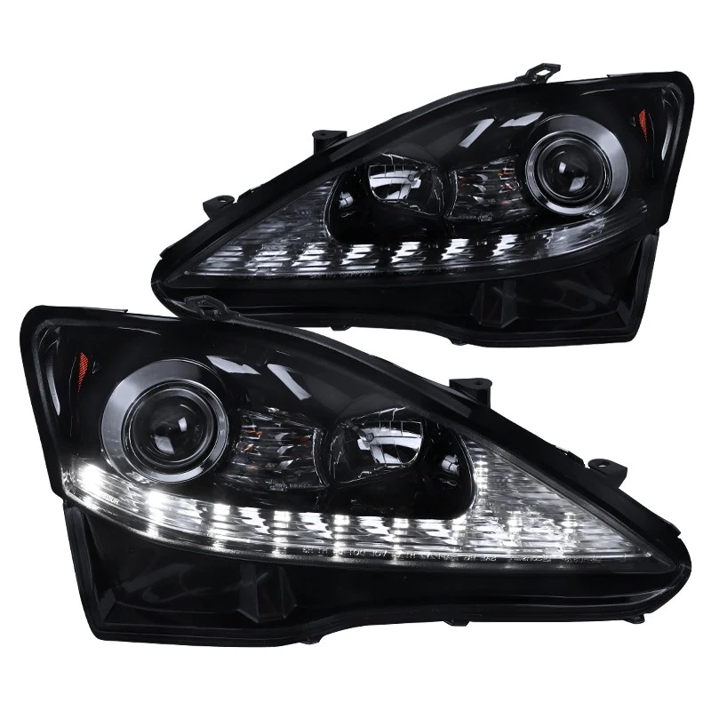 Fit 2006-2009 Lexus IS250 IS350 Black Smoke Projector Headlights+Sequential LED - Imagem 1 de 1