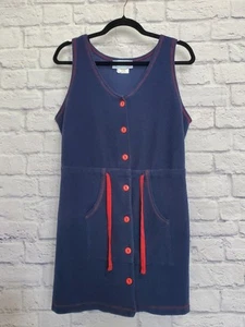 Catalina Navy Vintage Terry Cloth Button Up Beach Coverup Dress Medium - Picture 1 of 6