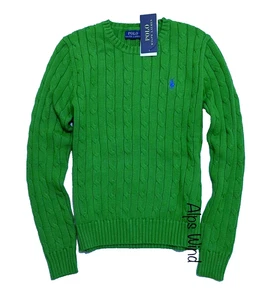 Polo Ralph Lauren Women's Cotton Cable-Knit Sweater in Green SZ. Small NWT - Picture 1 of 11