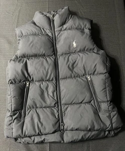 Vintage Ralph Lauren Sport Down Puffer Vest Black  White Pony Womens Size S - Picture 1 of 6