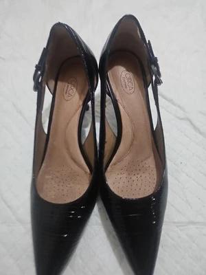 CIRCA JOAN & DAVID Callalilly Pump In Black Reptile Patent Leather Print  Sz 8 - Image 1 of 4