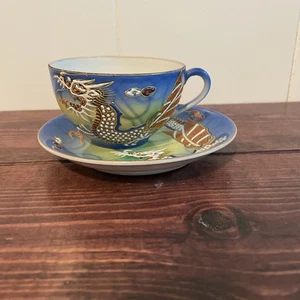 Vintage japanische Dragonware Moriage Teetasse & Untertasse - Bild 1 von 7