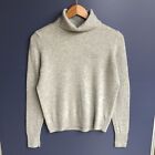 M&S Collection Pure Merino Wool Roll Neck Knit Jumper UK 10 Light Grey Marl