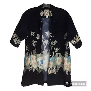 Steve & Barry’s Navy Classic Hawaiian Tropical Shirt Men’s Large - Picture 1 of 11