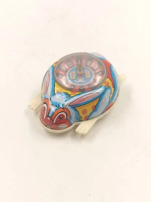 Jouet Ancien Lapin Tôle Lithographiée Roulette Made In Japan Vintage Années 60's - Photo 1/4