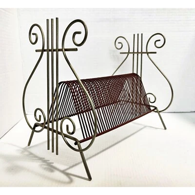 Soporte para discos de vinilo retro tono dorado extremos de lira soporte para correo MCM de colección Foto 1 de 4