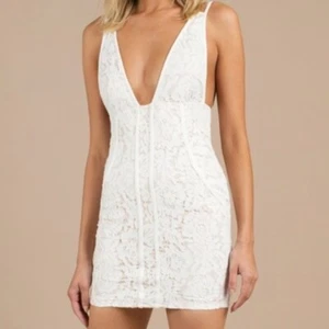 Tobi Bodycon-Minikleid V-Ausschnitt Spaghettiträger Abschlussball Spitze Abschlussball weiß Small - Bild 1 von 13
