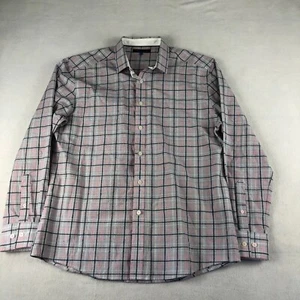 Vince Camuto Shirt Mens Large Gray Pink Button Up Plaid Long Sleeve Casual - Picture 1 of 9