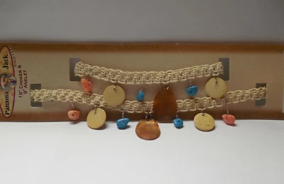 Panama Jack Hemp Choker & Anklet Natural Coral and Turquoise Stones Beachy - Image 1 of 4