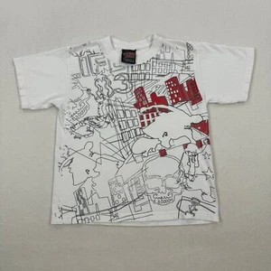 Vintage Point Zero Shirt Size Youth Small White Short Sleeve AOP Skate City Y2K - Picture 1 of 9