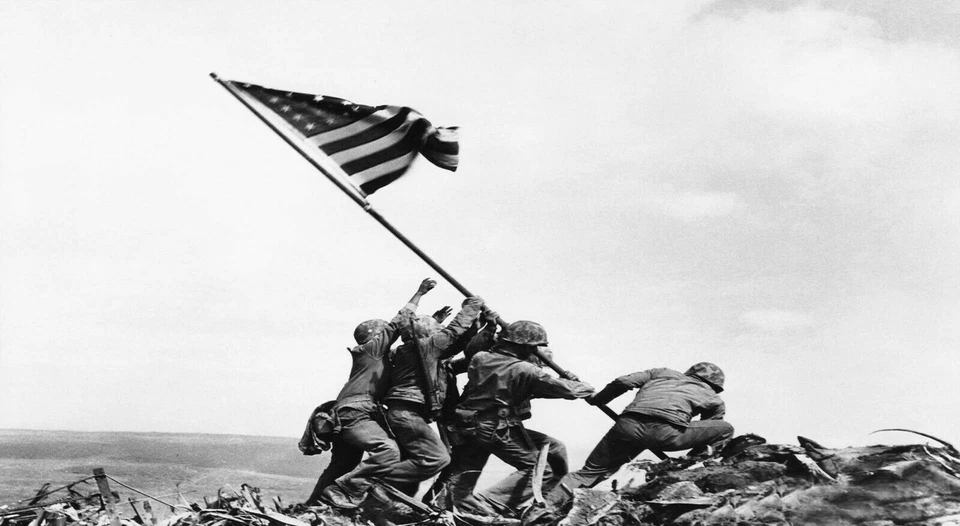 IWO JIMA BANDERA LEVANTAMIENTO SEGUNDA GUERRA MUNDIAL 8X10 FOTO BRILLANTE Foto 1 de 1