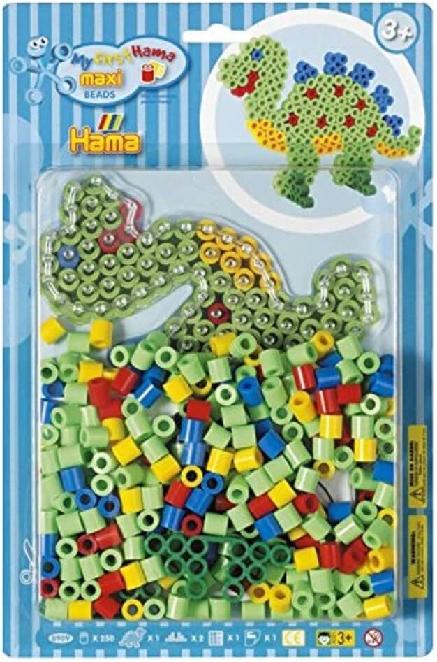 Hama 8909 Bügelperlen Set Dinosaurier ca. 250 bunte Maxi Perlen Ø 10 mm B-WARE - Bild 1 von 1