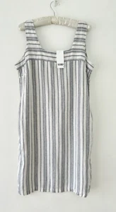 Next Dress Women’s Linen Blend Stripe Casual Pockets Ivory & Black Size 12 BNWT - Picture 1 of 8