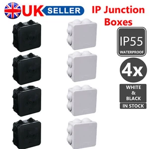 4X CAJAS DE CONEXIONES TERMINAL IP IP55 BLANCO/NEGRO RESISTENTE A LA INTEMPERIE EXTERIOR INTERIOR CCTV - Imagen 1 de 4