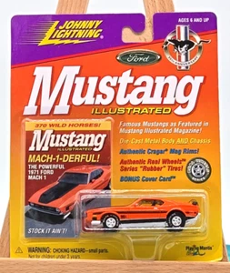 Raro Johnny Lightning Mustang Illustrated 71 Ford Mach 1 Naranja Blanco Lightning - Imagen 1 de 6
