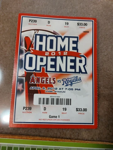 ALBERT PUJOLS DEBUT WITH ANAHEIM ANGELS TICKET STUB, 4/6/12 GAME 1 HOME OPENER Cover