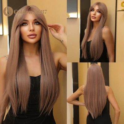 Women Long Straight Ash Purple Hair Wigs Costume Natural Anime Cosplay Party US - Image 1 of 4