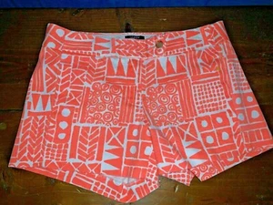 J CREW City Fit Stretch Orange Salmon Short Shorts Aztec Womens Sz 00 👗 gn6-m12 - Picture 1 of 9