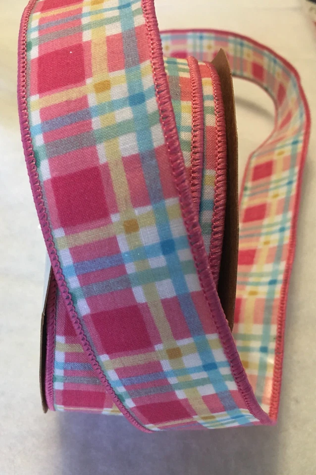 5 yardas CINTA DE ALGODÓN BORDE A CUADROS ROSA 1/2" W Foto 1 de 1