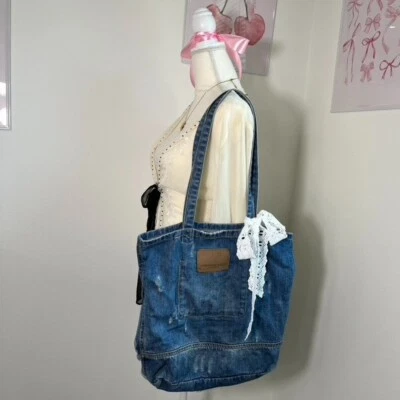 American Eagle Denim Jean Shoulder Tote Bag - Image 1 of 4