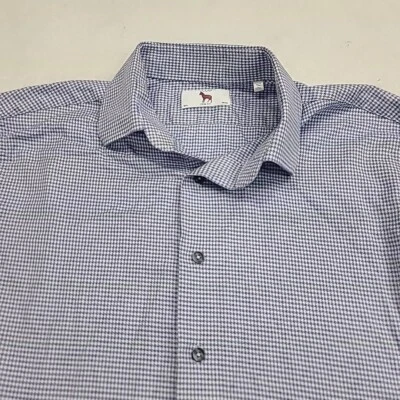 Lorenzo Uomo Shirt 16.5 34/35  Blue Button Up Cotton Business Casual Houndstooth - Image 1 of 4