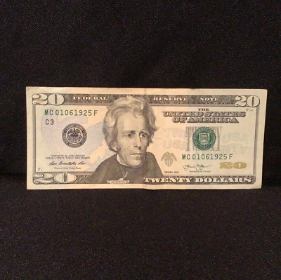 BIRTHDAY BILL SERIAL NUMBER $20 DOLLAR NOTE 01061925 January 6th 1925 (2013) - Image 1 of 4