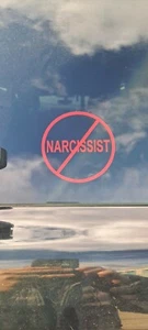 Car stickers decals cartoons(anti narcissist) 3" diameter, white or red - Picture 1 of 3