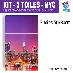 50x90cm -3 Gemälde Gedruckt-Tabelle Modern Dekoration Wand -neu YORK-NY-02V3T - Bild 1 von 4