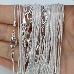 10/20/50pcs Silver Plated 1.2mm Snake Chain Necklaces for Women 16" 18" 20" 24" - Picture 1 of 4