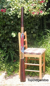 51"\130cm DIDGERIDOO+Bag+Beeswax Mouthpiece *Teak Wood* LIZARD Artwork Dot-Paint - Picture 1 of 11