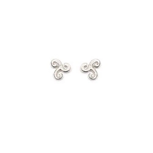 Bijoux Boucles oreilles Puce Croix Triskel 6 mm Argent 925