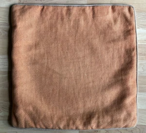 VILLA 100% Linen Woven Orange Tan Decorative Throw Pillow Cover 22 x 21 Square - Picture 1 of 7