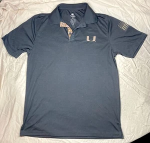 Miami Hurricanes- Colosseum Mens Medium Dri Fit Gray Polo Camo *Military Edition - Picture 1 of 5