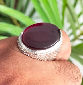 Original Jemenitischer dunkelbrauner Habshi Al Kabadi Achat Ring echter Jemeni Aqeeq Ring - Bild 1 von 8
