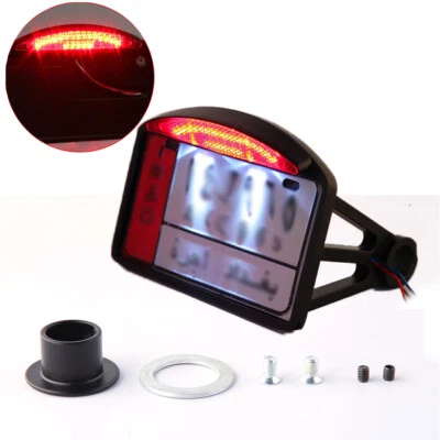 Motorcycle Side Mount License Plate Holder W/ Running Brake Tail Light Aluminum - Image 1 of 4