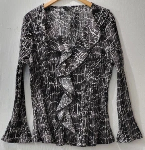 Top informal plisado con volantes y estampado animal East 5th para mujer (E17) - Imagen 1 de 8