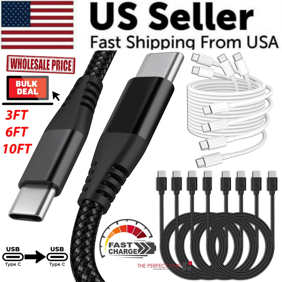 Braided USB C Type-C Fast Charging Data SYNC Charger Cable Cord 3/6/10FT Lot - Image 1 of 4