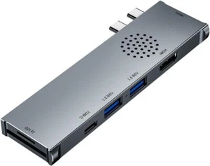 Concentrador USB C 7 en 2 para MacBook Pro/Air 2*HDMI 4K@30Hz Puerto 2*USB-A Lector de tarjetas SD - Imagen 1 de 6
