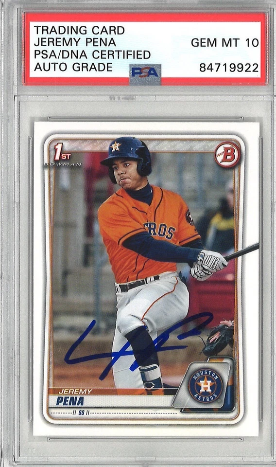 Jeremy Pena Signed 2020 Bowman BP-61 Card GEM MINT 10 AUTO 1st Bowman Card - Image 1 of 1
