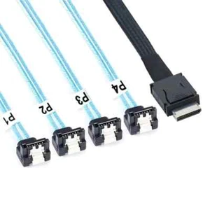 OCuLink PCI-Express SAS SFF-8611 4i to SATA 7P 90 Degree Adapter Cable - Picture 1 of 12