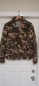 Levis Jacke Sherpa grün Camouflage Trucker Winter Reißverschluss Knopf Herren S - Bild 1 von 6