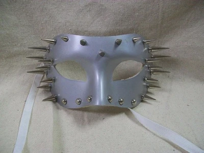 Silver Spiked Eye Mask Futuristic Warrior Masquerade Ball Gothic Punk Rock Biker - Image 1 of 4