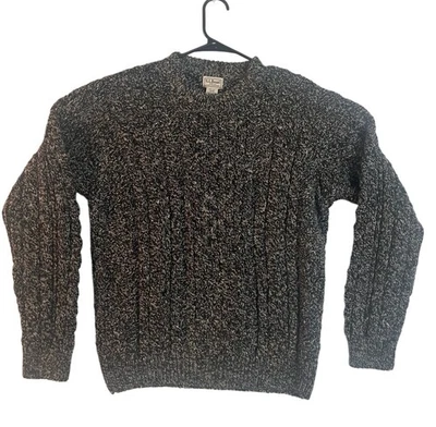 Vintage L.L Bean Fisherman Cable Knit Men's Wool Sweater Made IRELAND Sz M Dark - Image 1 of 4
